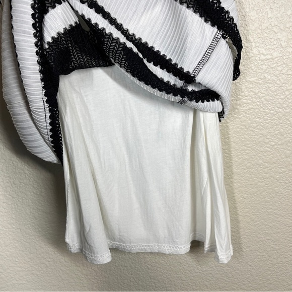 Zara Mini Dress‎ Cold Shoulder Mesh Lace Black/White Stripe Women’s Size Small - Picture 8 of 10